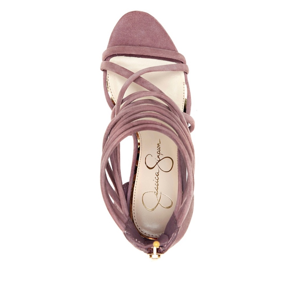 Soft pink suede heels